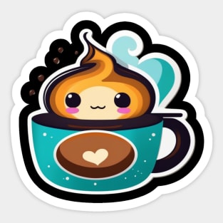 Cute coffee cup with heart Sticker